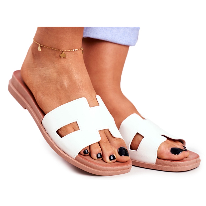 BUGO Pantuflas de Mujer Blanco Geométrico Clásico Theodora BUGO Pantuflas de Mujer Blanco Geométrico Clásico Theodora