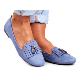 BUGO Mocasines de Mujer Blue Lords Fringes Therese azul