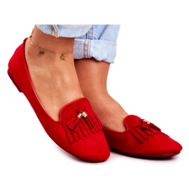 BUGO Mocasines De Mujer Señores Rojos Flecos Teresa BUGO Mocasines De Mujer Señores Rojos Flecos Teresa