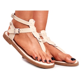 Lu Boo Sandalias de mujer Beige Gladiadores japoneses Achilla Lu Boo Sandalias de mujer Beige Gladiadores japoneses Achilla