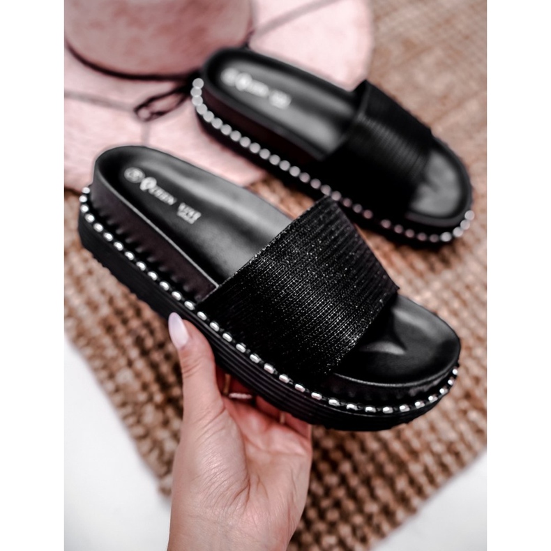 Zapatillas de mujer en la plataforma Negro Plata Venima