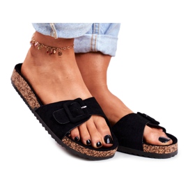 BUGO Pantuflas Mujer Hebilla Ajuste Negro Rosaline