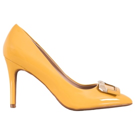 Fama Zapatos de salón con hebilla decorativa amarillo