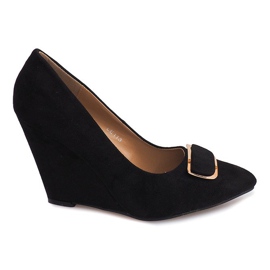 Zapatos de Salón con Cuña de Ante LE113 Negro