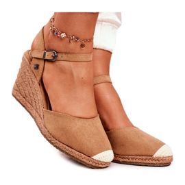 Sandalias de mujer con cuña trenzada Big Star Light Brown DD274A169 marrón