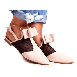 Lu Boo - Bailarina para mujer con lazos, mule, Pink Domino rosa