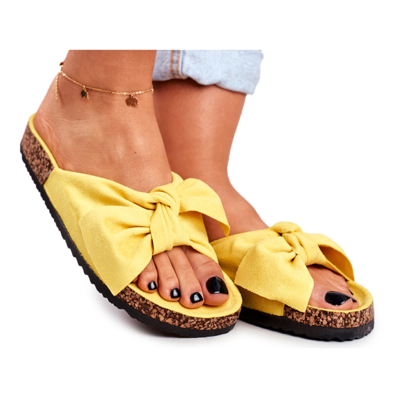 PS1 Pantuflas amarillas de mujer en el lazo de corcho Wendy amarillo