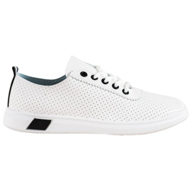 SHELOVET Deportivas caladas con piel ecológica blanco SHELOVET Deportivas caladas con piel ecológica blanco