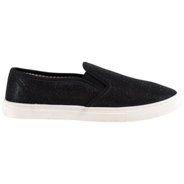 SHELOVET Zapatillas slip-on con purpurina negro