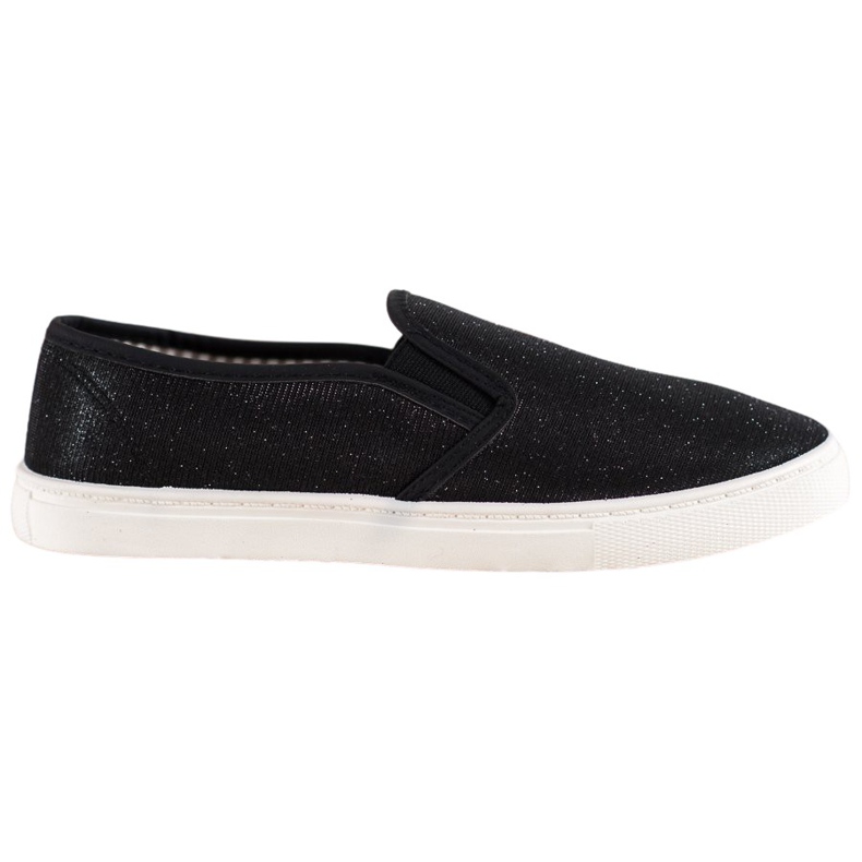 SHELOVET Zapatillas slip-on con purpurina negro