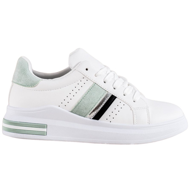 SHELOVET Zapatillas con inserciones de ante blanco