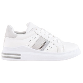 SHELOVET Zapatillas con inserciones de ante blanco