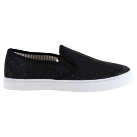 SHELOVET Slipons negros con purpurina