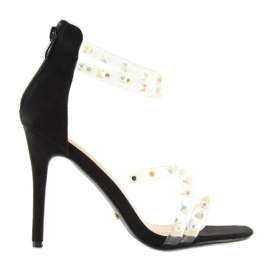 Sandalias con tiras de silicona negro NF-25P Negro