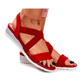 PS1 Sandalias de mujer con cuña en rojo sin cordones Harper