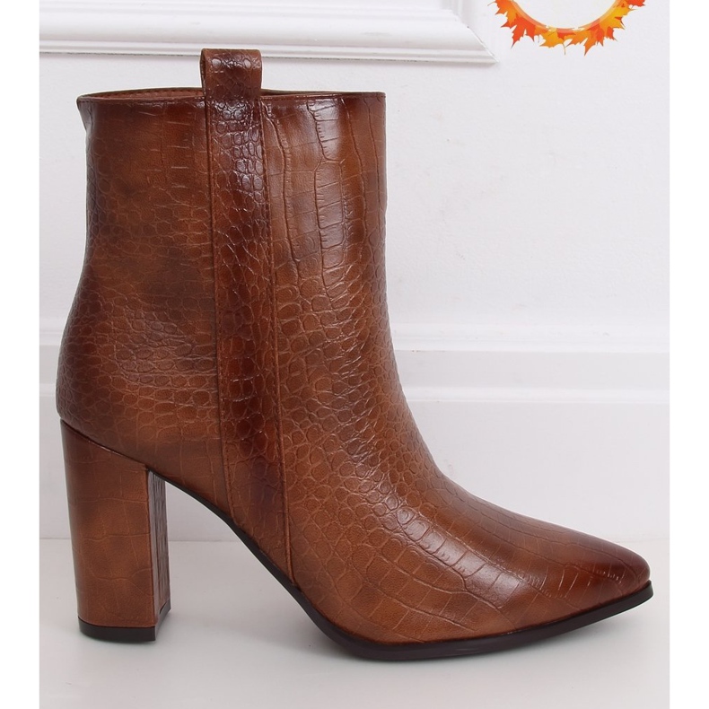 Botas de tacón, piel de serpiente marrón RB54 Camel