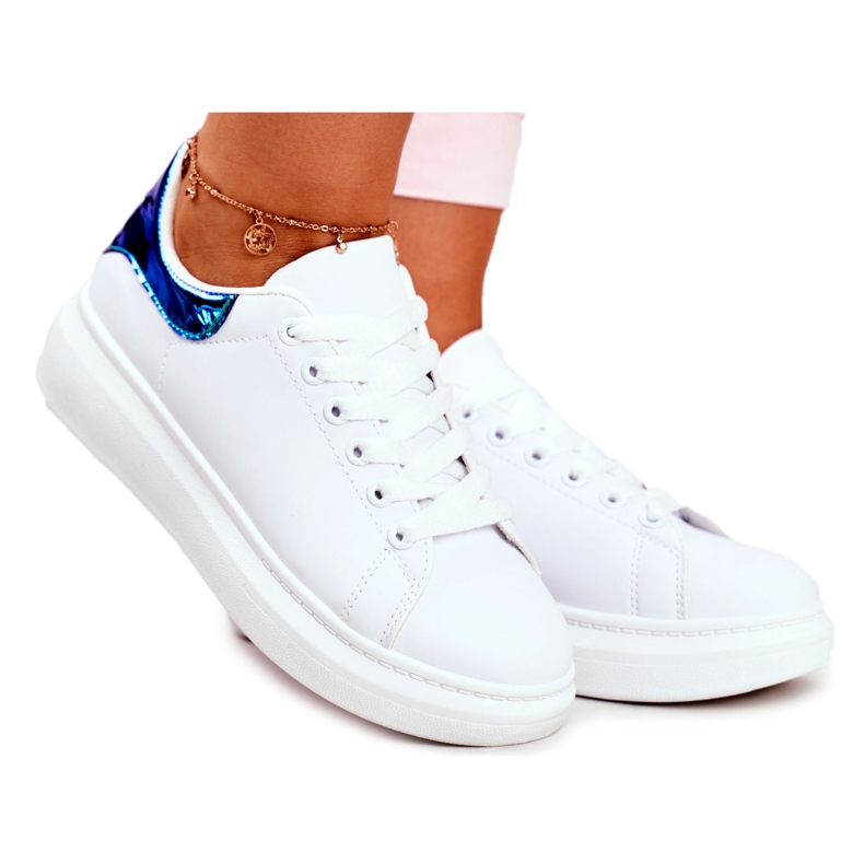 Zapatos Deportivos Mujer Lu Boo Blanco Metalizado Matilda azul marino