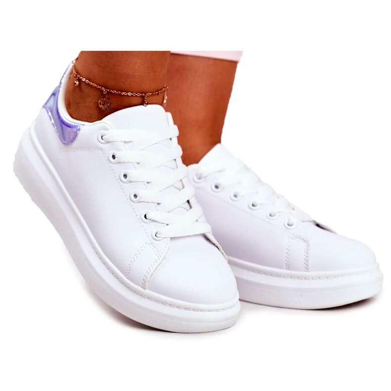 Zapatos Deportivos Mujer Lu Boo Blanco Azul Metálico Matilda