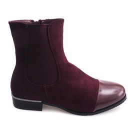 Botines de ante burdeos con cremallera XF220 rojo multicolor