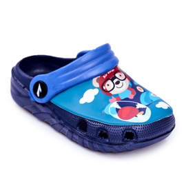 Pantuflas Infantiles Foam Crocs Azul Marino Teddy Bear Pilot SuperFly