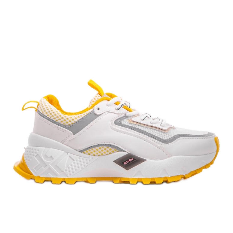 Zapatillas blancas con inserciones amarillas RAL-69 blanco amarillo