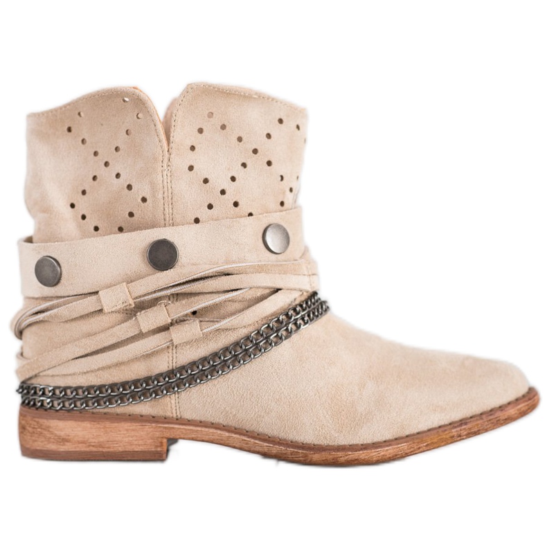 Bella Paris Botas con Rayas Decorativas beige