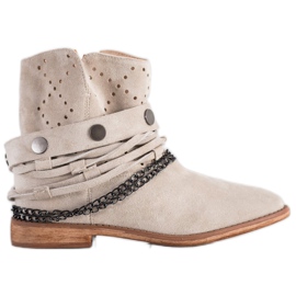Bella Paris Botas con Rayas Decorativas beige
