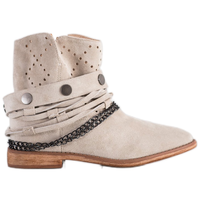 Bella Paris Botas con Rayas Decorativas beige