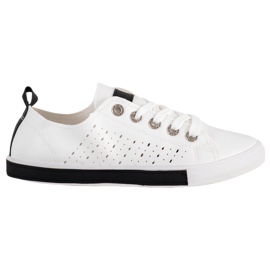 Bella Paris Zapatillas con patrón calado blanco
