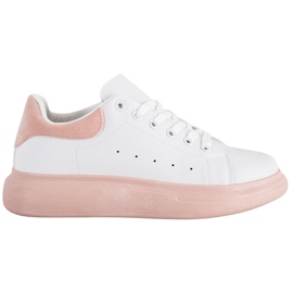 SHELOVET Zapatillas en una plataforma de polvo blanco rosa