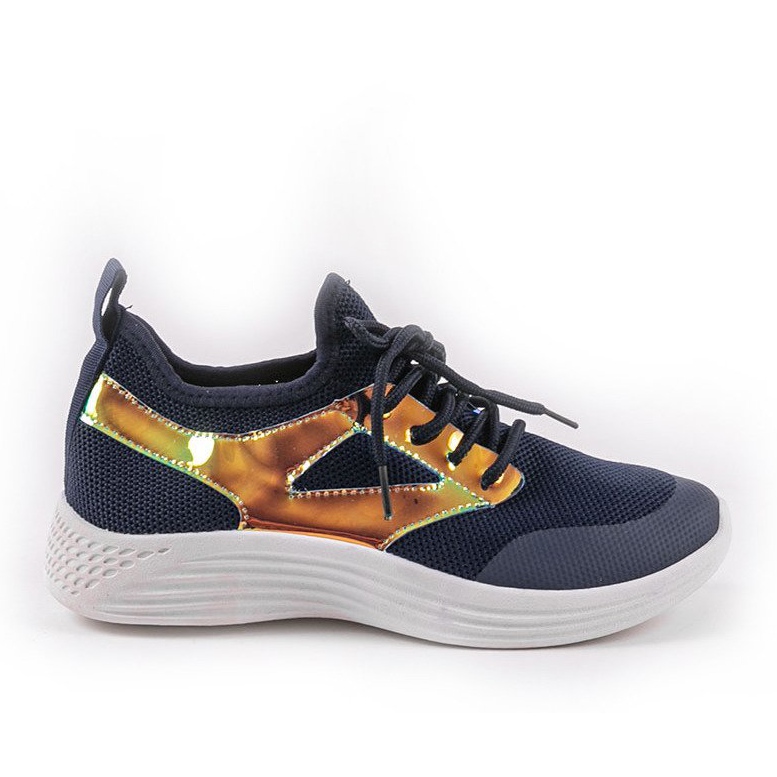 Zapatillas deportivas azul marino HB-42 dorado