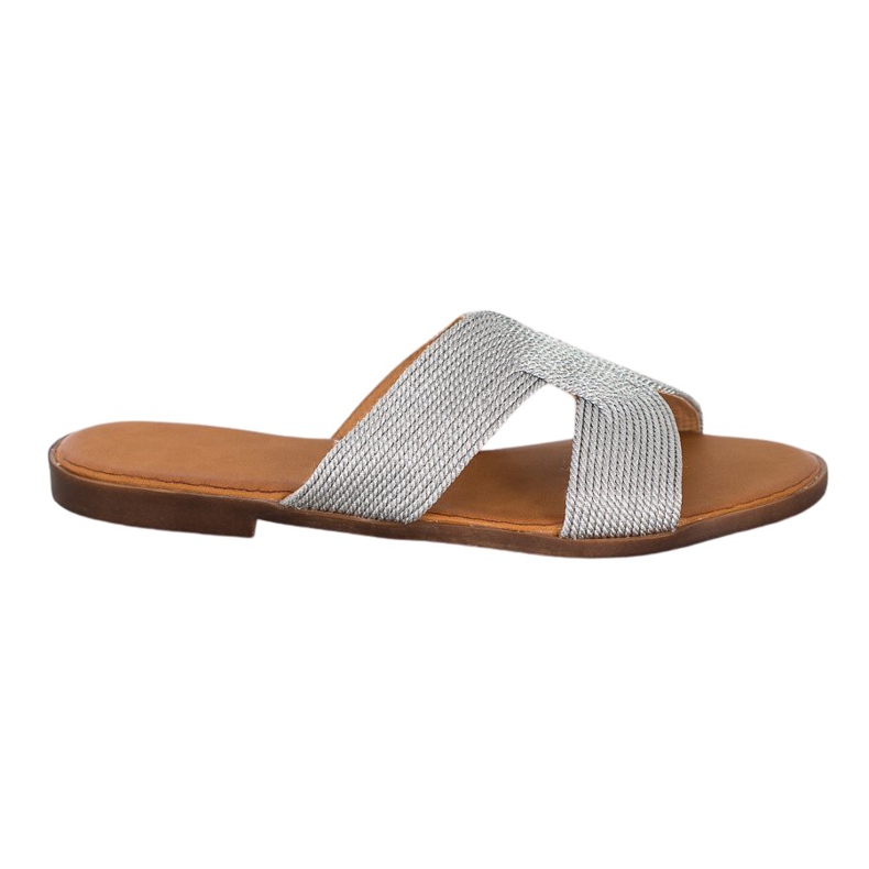 SHELOVET Pantuflas plateadas con estilo gris