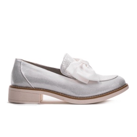 Zapatos negros sin cordones con lazo RS-WED2 plata gris