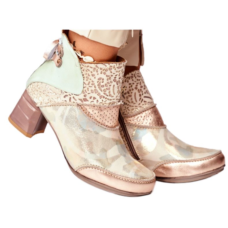 Botas De Mujer Con Tacón Alto Maciejka Beige 03410-04 verde dorado