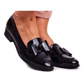 Vinceza Mocasines Mujer Lacado Negro Lazo Trixi