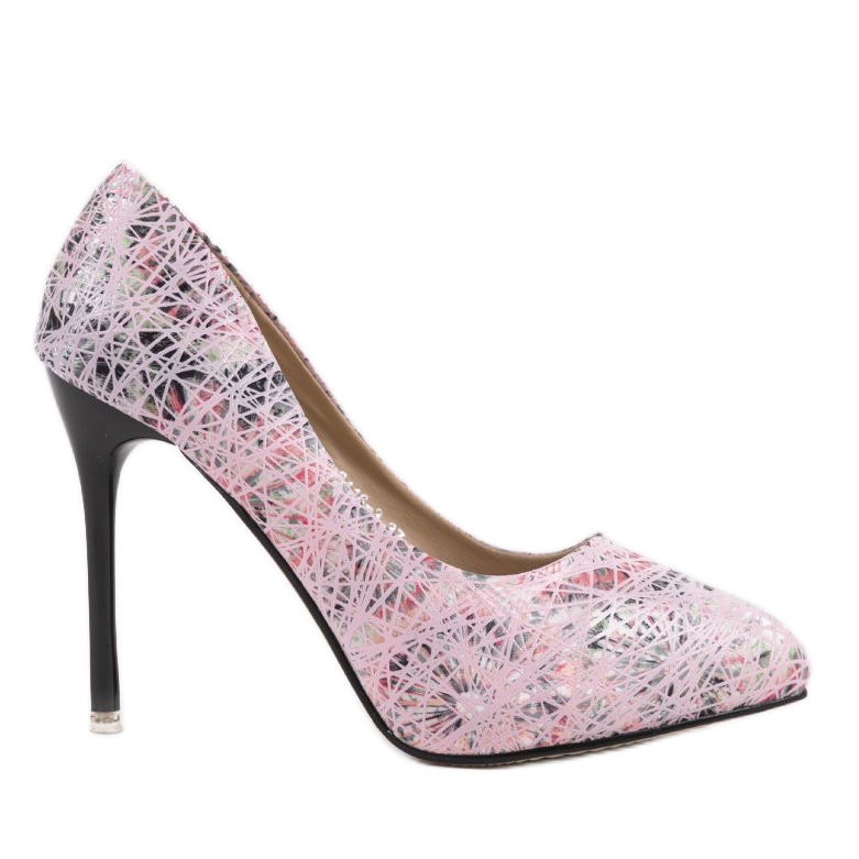 Tacones beige con flores 0116-3 marrón multicolor