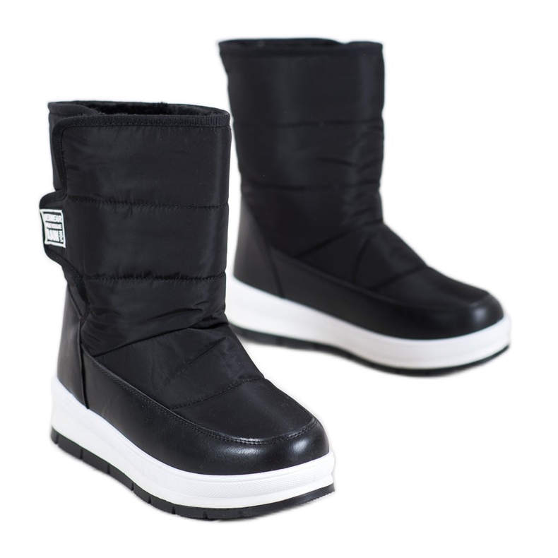 GOLL Botas de nieve negras con velcro negro
