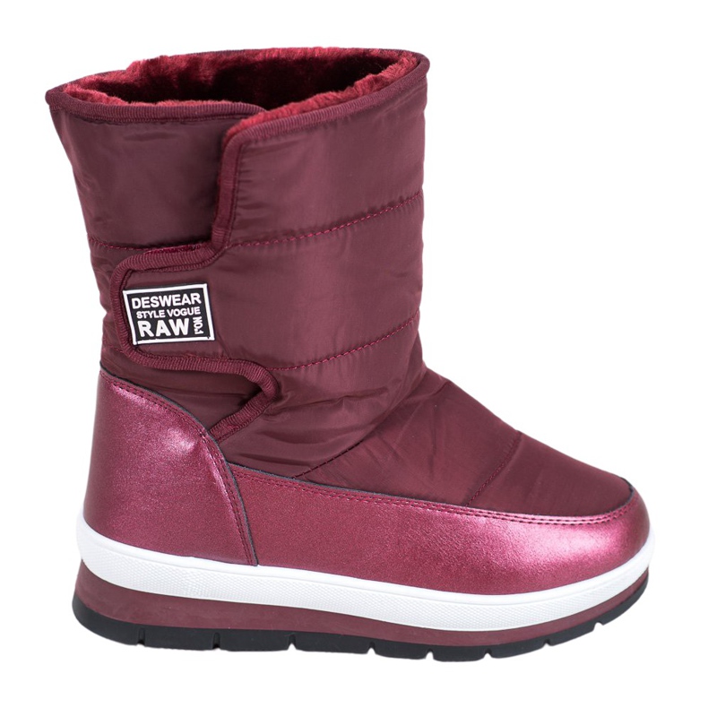 GOLL Botas de nieve burdeos con velcro rojo