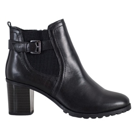 Evento Botines de piel con tacón negro