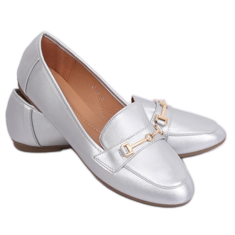 Mocasines plateados metalizados 9F176 Silver plata gris