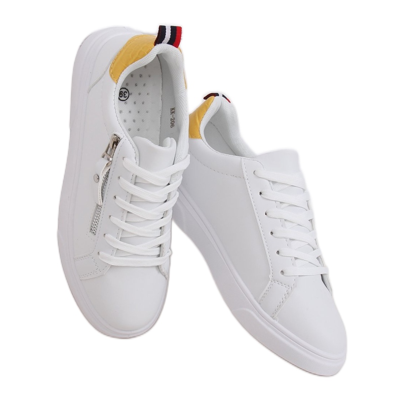 Zapatillas de mujer blancas KK-206 BLANCO / AMARILLO Zapatillas de mujer blancas KK-206 BLANCO / AMARILLO