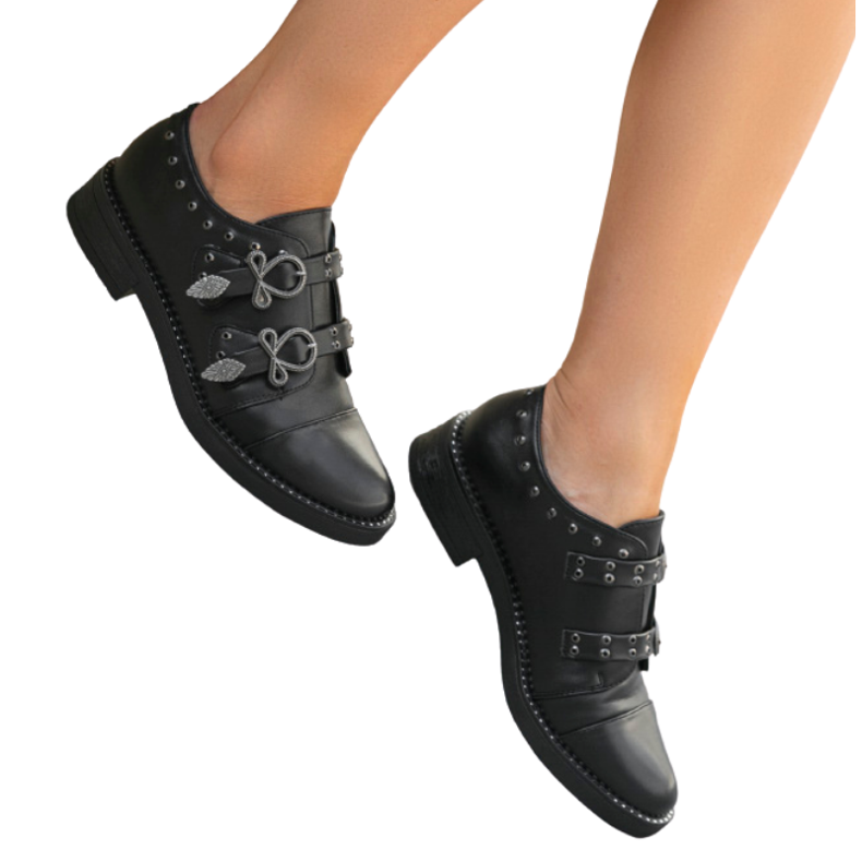 Zapatos de mujer negros con hebillas C17-6072