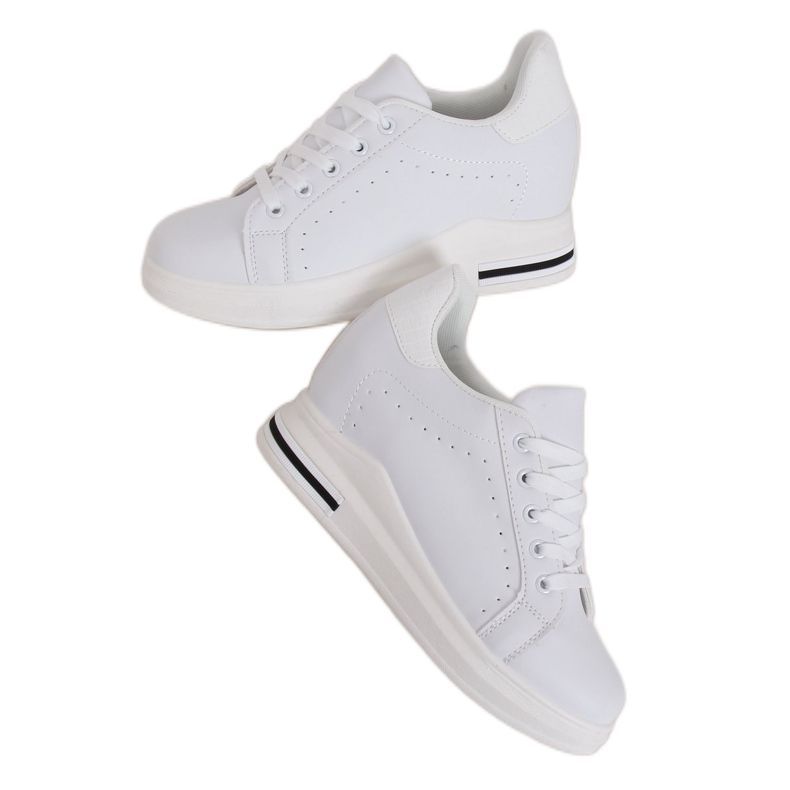 Blanco MY-0367 Zapatillas blancas con tacón de cuña oculto Blanco MY-0367 Zapatillas blancas con tacón de cuña oculto