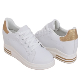 Zapatillas blancas MY-0367 WHITE / GOLD con cuña oculta blanco dorado Zapatillas blancas MY-0367 WHITE / GOLD con cuña oculta blanco dorado