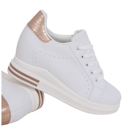 Zapatillas blancas MY-0367 WHITE / CHAMPAGNE con cuña oculta blanco Zapatillas blancas MY-0367 WHITE / CHAMPAGNE con cuña oculta blanco