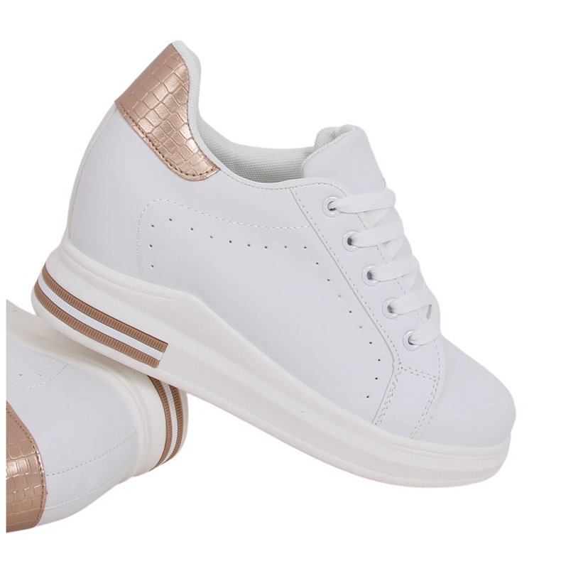 Zapatillas blancas MY-0367 WHITE / CHAMPAGNE con cuña oculta blanco Zapatillas blancas MY-0367 WHITE / CHAMPAGNE con cuña oculta blanco