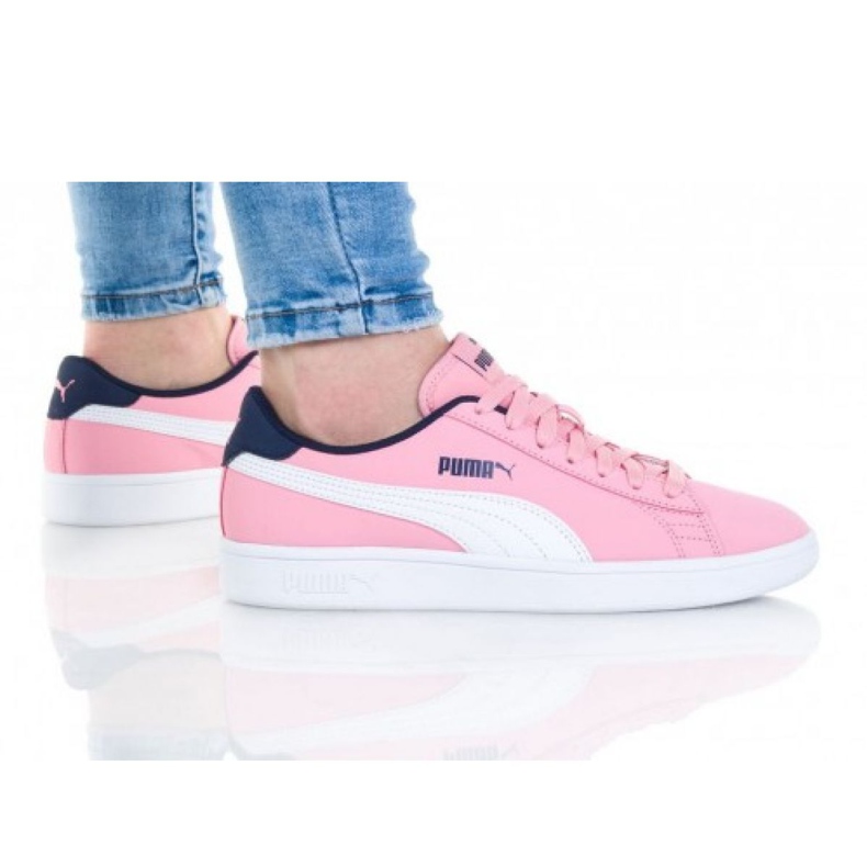 Zapatillas Puma Smash V2 Buck Jr 365182 16 blanco rosado Zapatillas Puma Smash V2 Buck Jr 365182 16 blanco rosado
