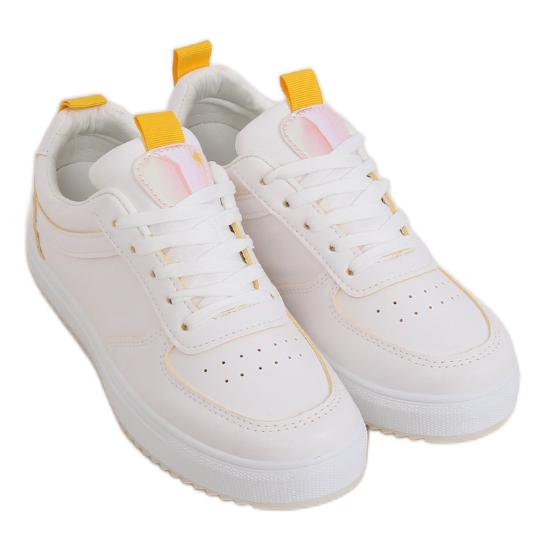 Zapatillas deportivas de mujer blancas KK-203 BLANCO / AMARILLO