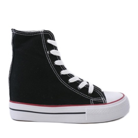 Deportivas negras con cuñas con cordones B706-1 negro