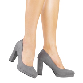 Zapatos de tacón de ante gris en el poste LEI-169